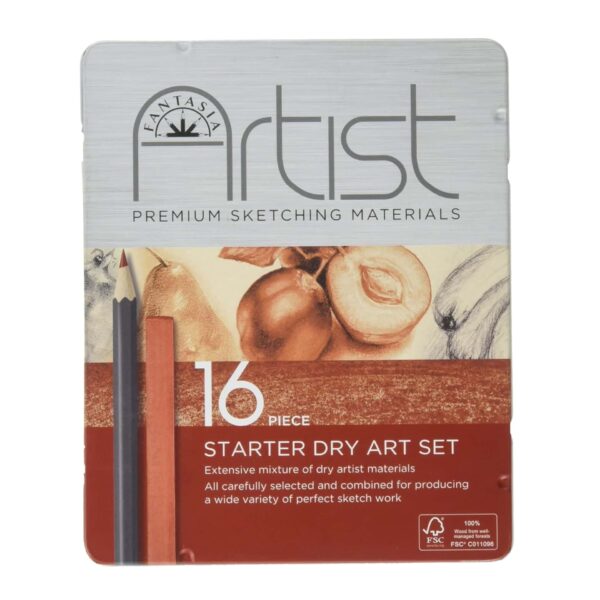 Cofanetto Metallo Starter Dry Art Set – 16 Pezzi per Disegno e Illustrazione