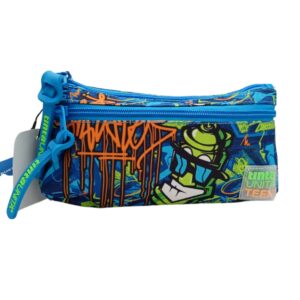 bustina astuccio triangolare 2 zip tinta unita teen boy