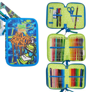 astuccio teen boy tinta unita completo 3 cerniere