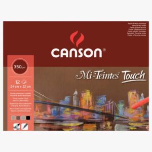 Canson Mi-Teintes Touch Blocco 12 Fogli 350g – Carta per Pastelli Secchi, Carboncino e Tecniche Miste