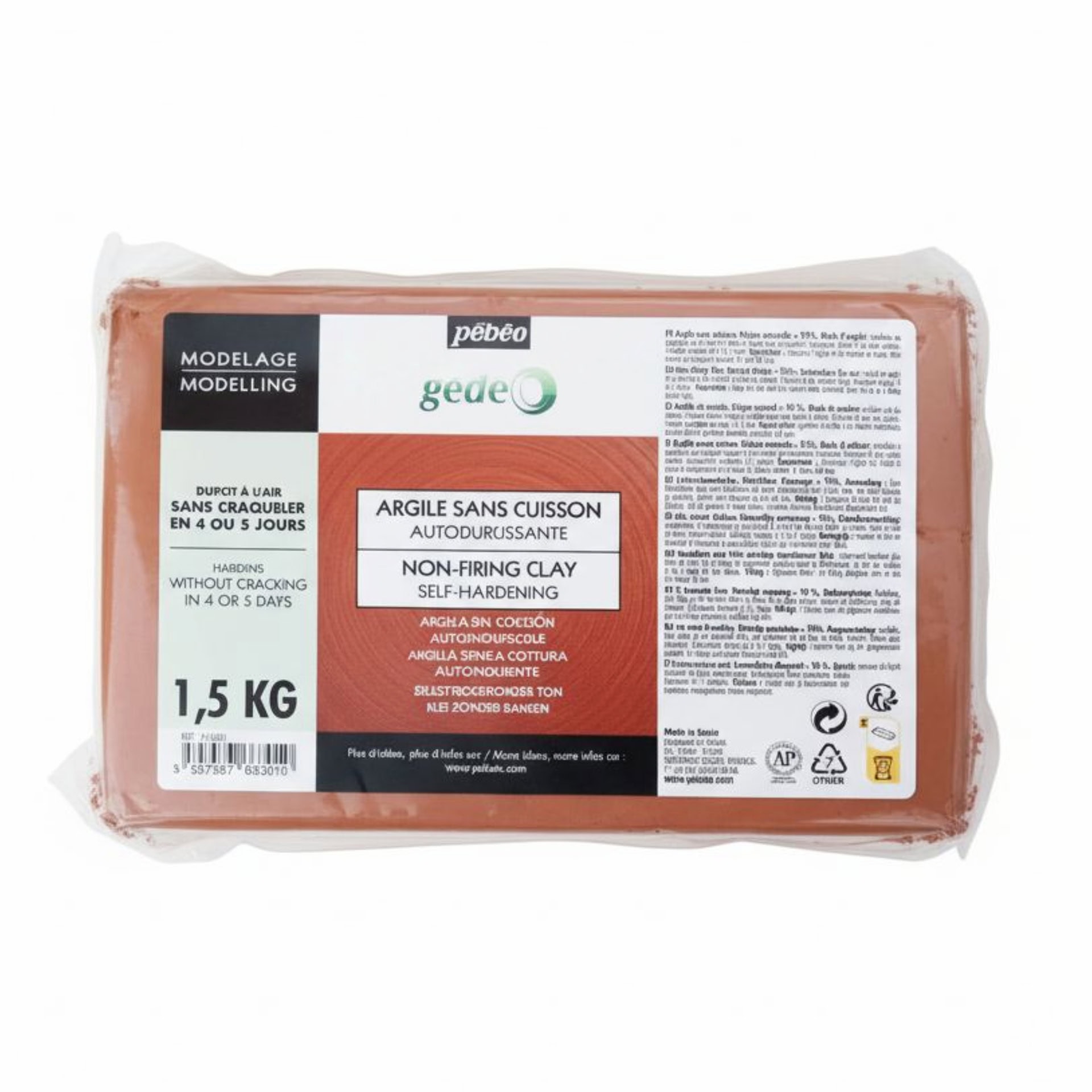 Argilla senza cottura Pebeo 1.5 Kg Rossa pasta per modellare Argilla senza cottura Pebeo 1.5 Kg Rossa pasta per modellare