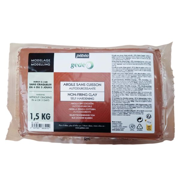 Argilla Senza Cottura Pébéo 1,5kg Rossa – Naturale, Malleabile, Pronta all'Uso
