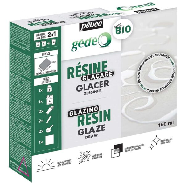 Kit Resina Cristallo Biologica Gédéo – Effetto Vetro, Trasparente, Facile da Usare – 40% Bio-Based