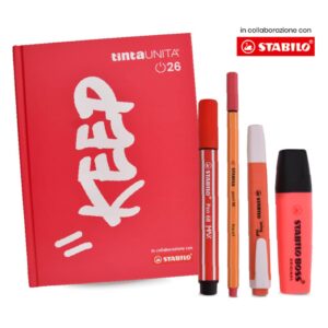 diario scuola tinta unita con accessori stabilo fucsia keep 2025-26