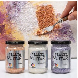 malte 3d glitter ferrario appllicate a un dipinto